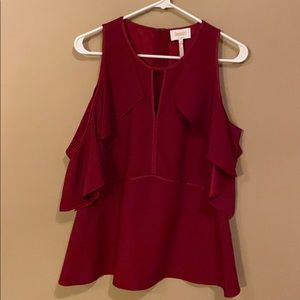 Cold shoulder Dark Red Laundry Blouse